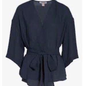 Trouve Navy Wrap Around Top - S